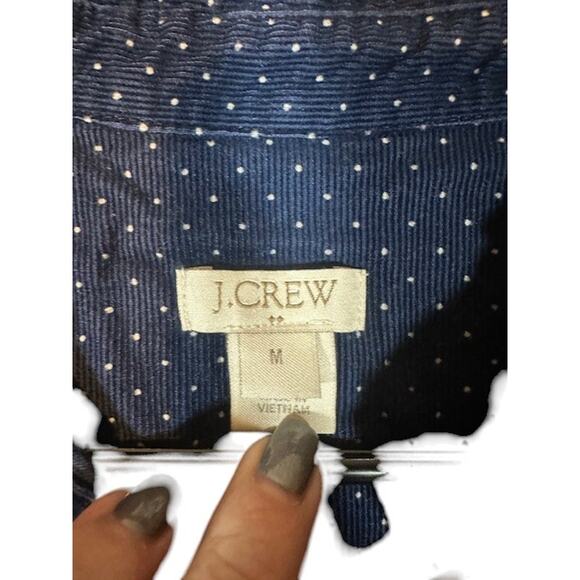 J. Crew Navy Blue & White Polka Dot Short Sleeve Collared Preppy Dress Women Med - Picture 7 of 9